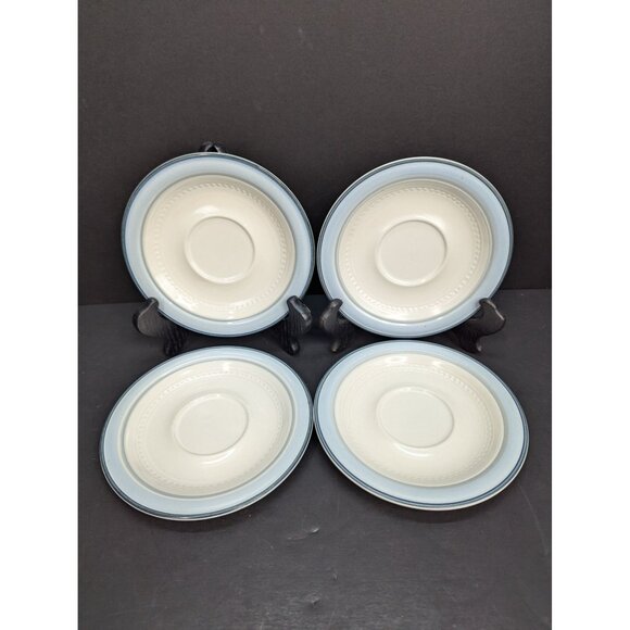 Crowning Fashion Dinnerware by Johann Haviland Blue Rim 6 1/2" Saucer Set of 4 - Picture 2 of 9